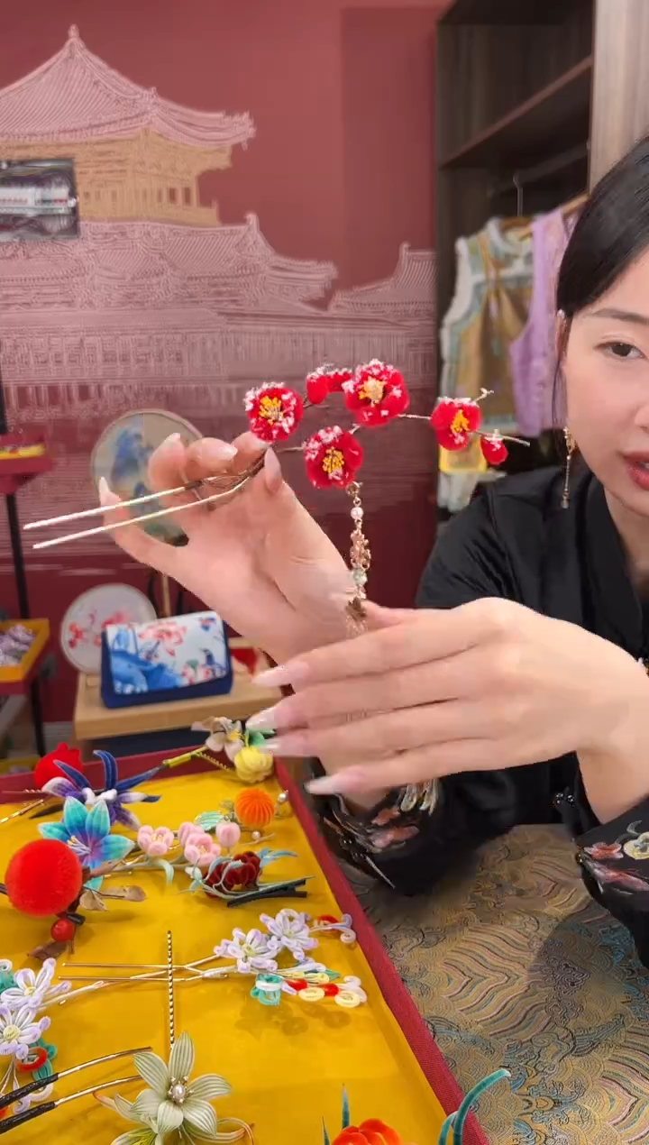 【闪购商品】刺绣非遗绒花（发饰）