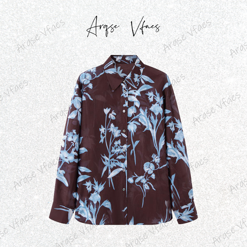 [ARQSEVFAES正品]—2025秋新款时尚薄款碎花衬衫女上衣AR503008