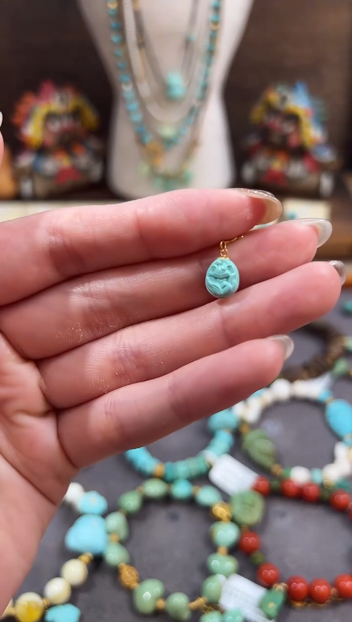 绿松石18K金镶嵌提溜绿松石提溜