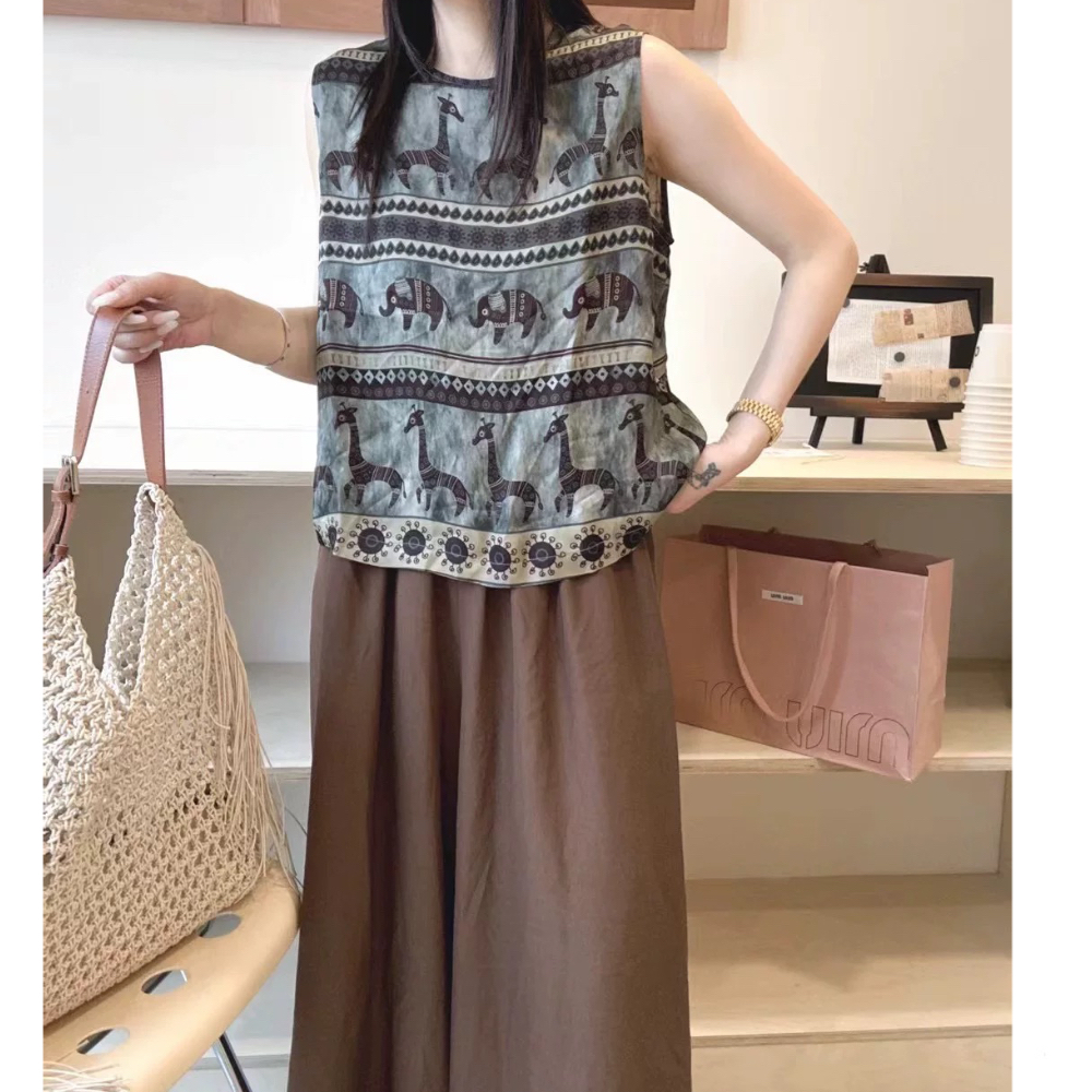 SU  四季通用薄款马夹复古气质套装 H0260