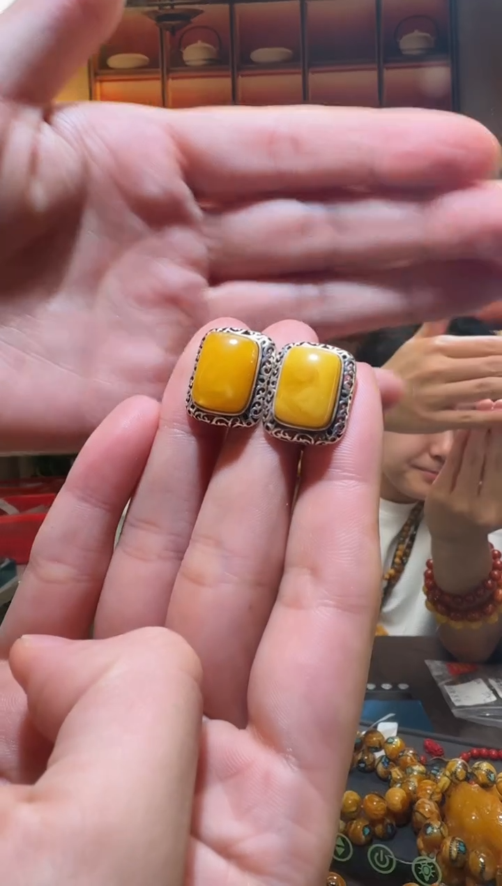 蜜蜡颈饰银S925镶嵌8962天然蜜蜡珠宝奇石