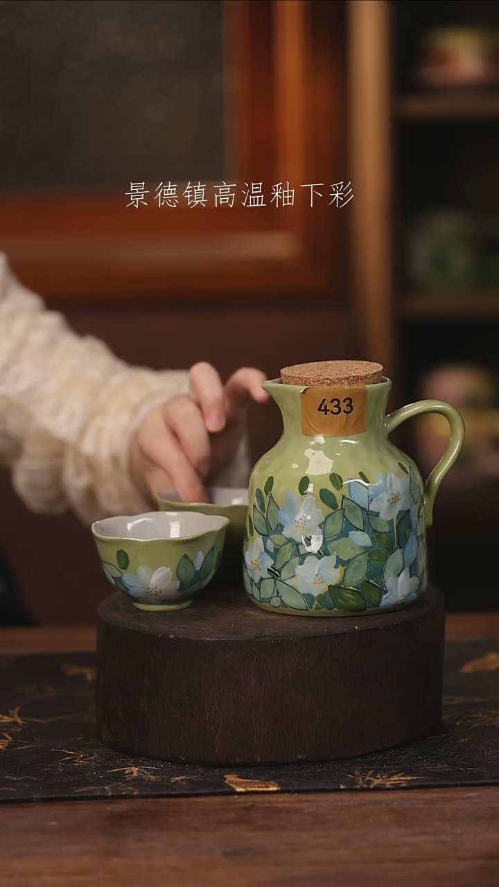 陶瓷景德镇高温釉下手绘陶瓷@L433@