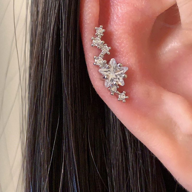 钛钢锆石耳饰 PinkDaily流星锆石星星耳骨钉钛钢耳钉爆闪睡觉免摘