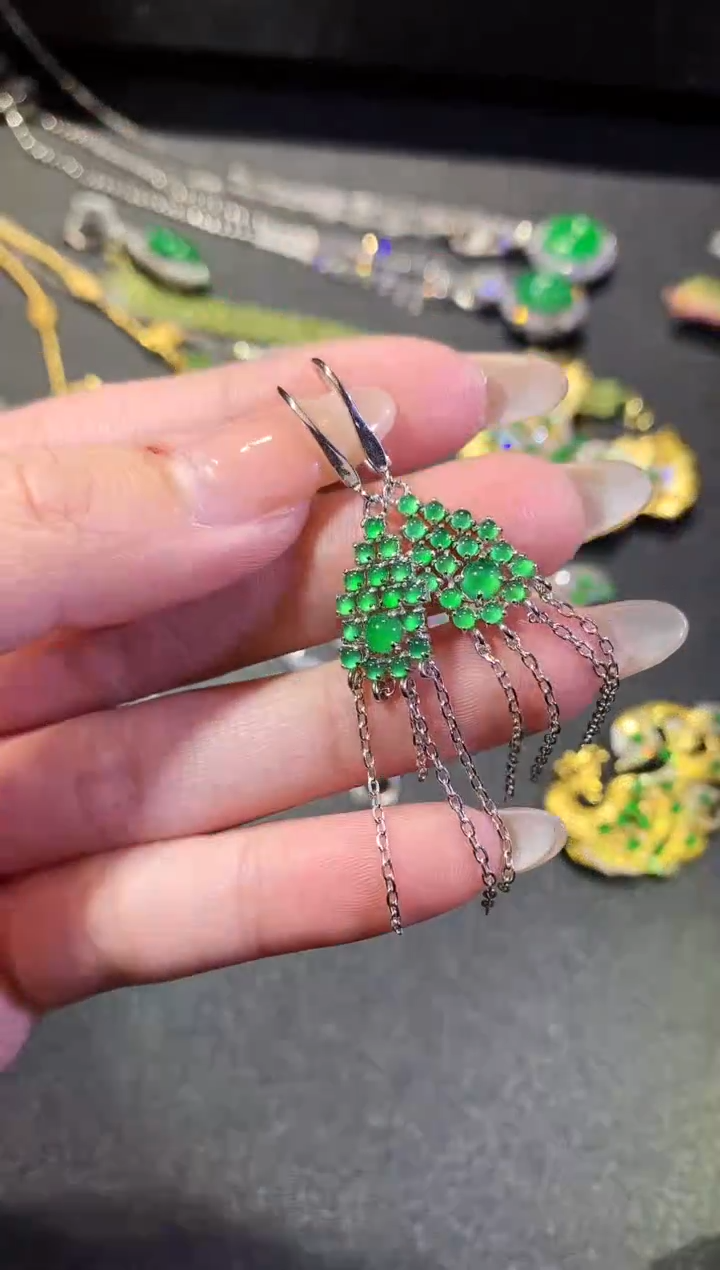 【闪购商品】翡翠耳饰银S925镶嵌157耳饰（多样性发货一件