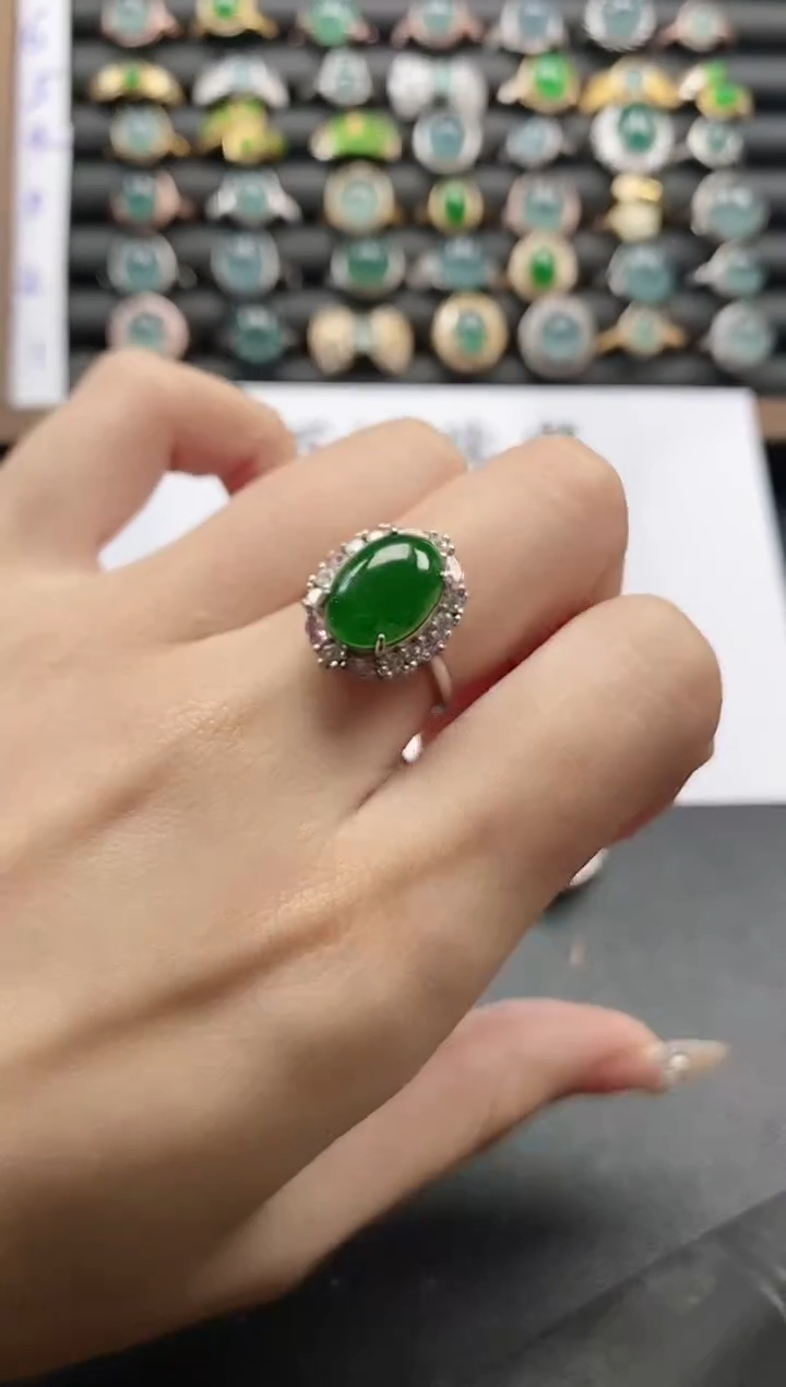 银S925镶嵌戒指翡翠51511