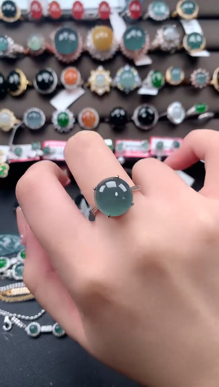 【闪购商品】翡翠戒指银S925镶嵌62141