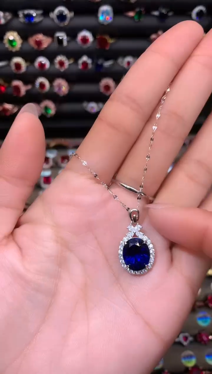 【闪购商品】蓝宝石吊坠(赠链)银S925镶嵌1