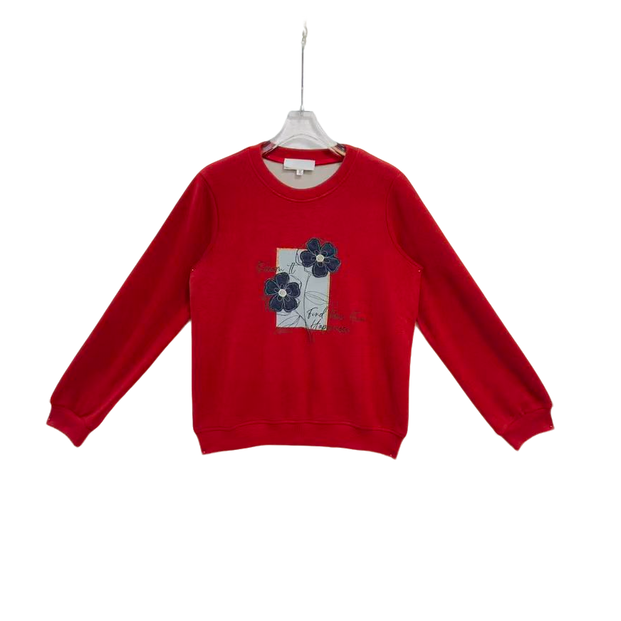 桐然精选886#冬季新款时尚百搭休闲减龄显瘦加厚圆领针织卫衣