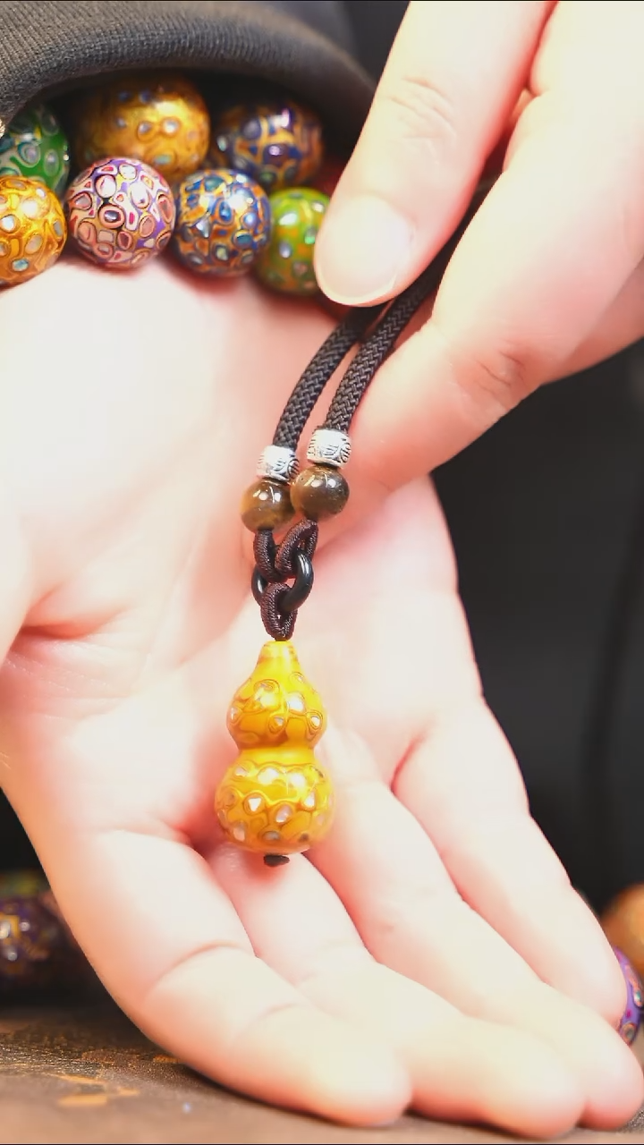 【闪购商品】金黄大漆紫光檀螺钿小脖挂