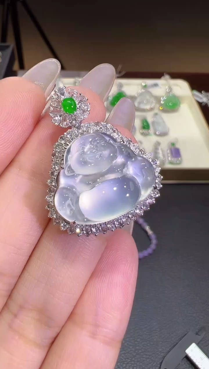 吊坠(不含链)18K金镶嵌翡翠翡翠