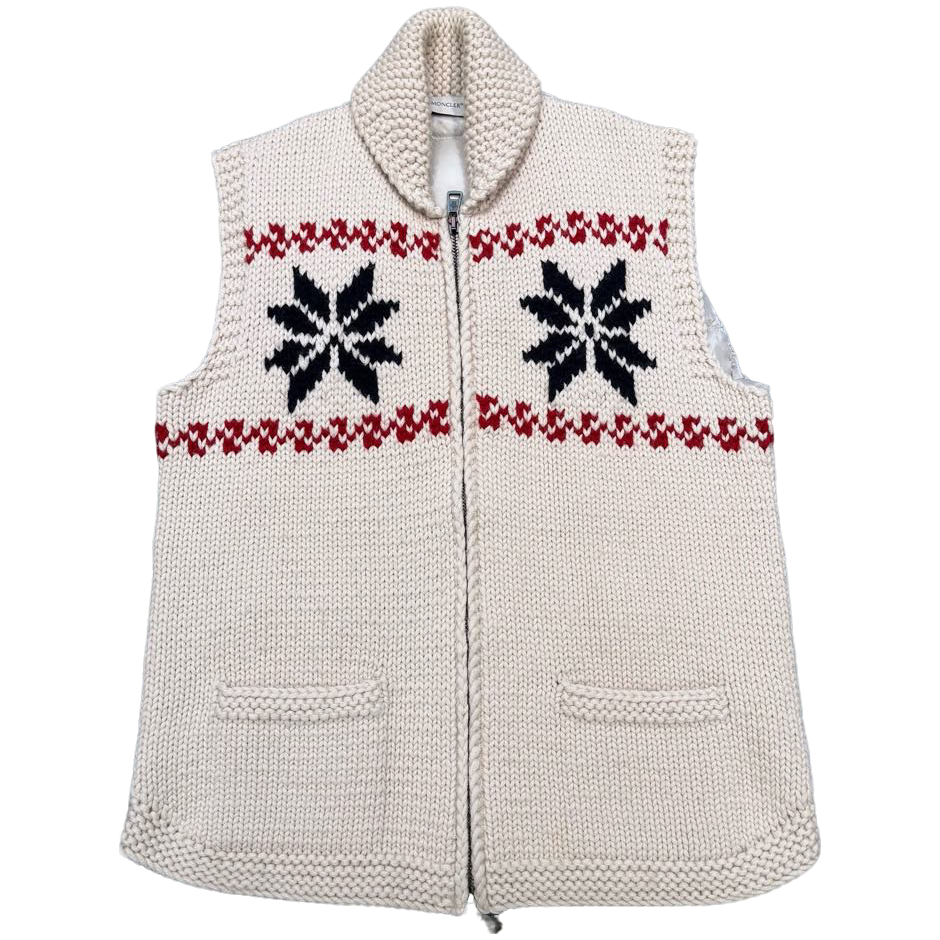 未使用 MONCLER 雪花图案针织羽绒双拼图案/羽绒马甲/秀款