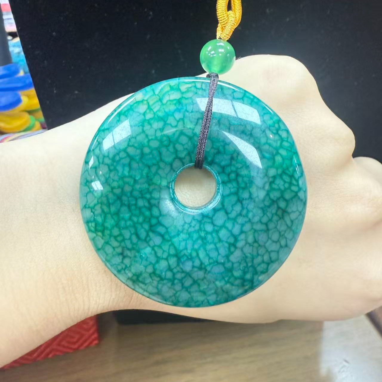 龙鳞玛瑙平安扣吊坠