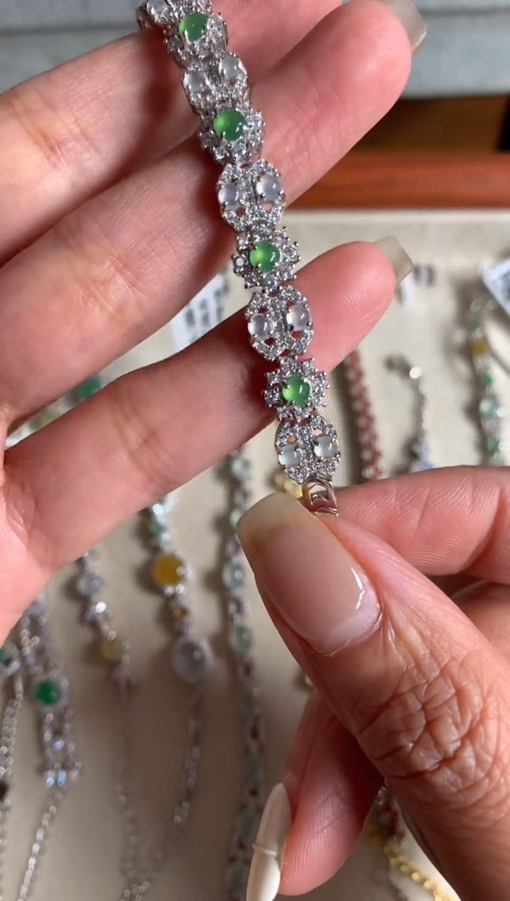 银S925镶嵌戒指翡翠手链