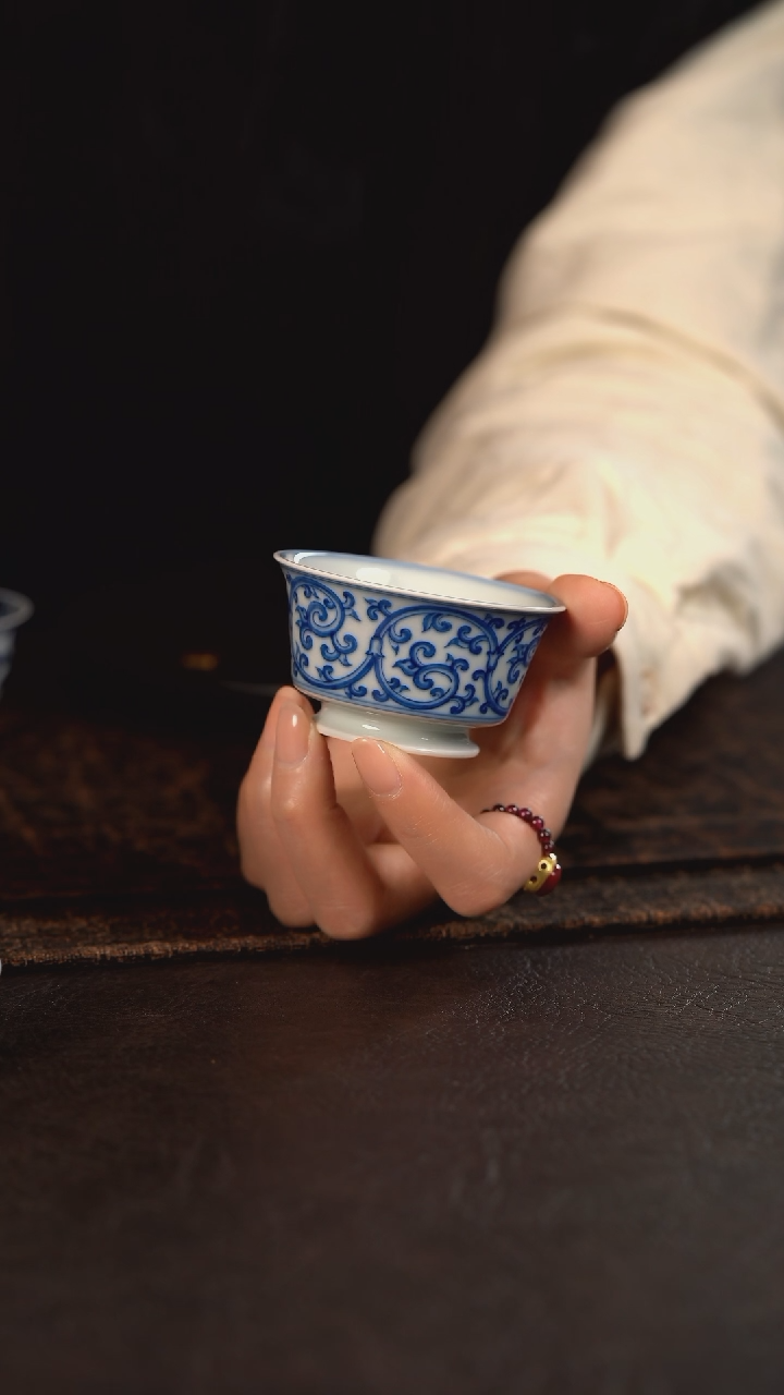 【闪购商品】杯聚澜堂仿明缠枝莲马蹄杯