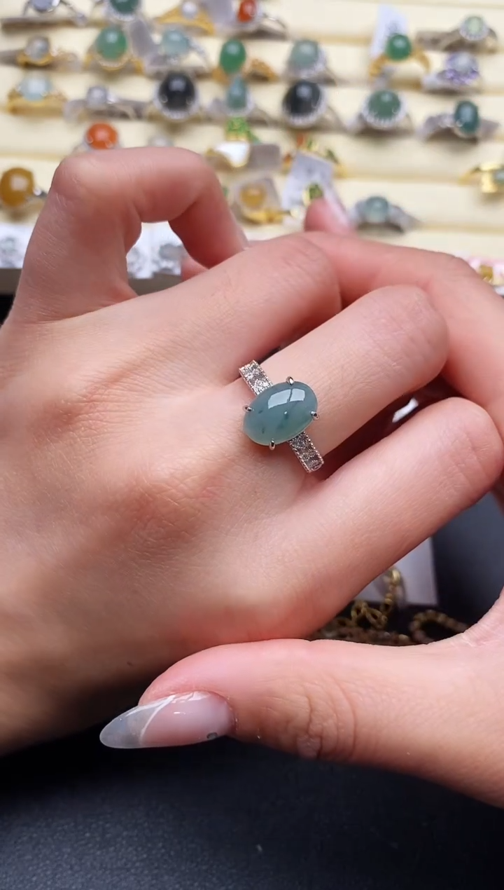 【闪购商品】翡翠戒指银S925镶嵌444444444+10