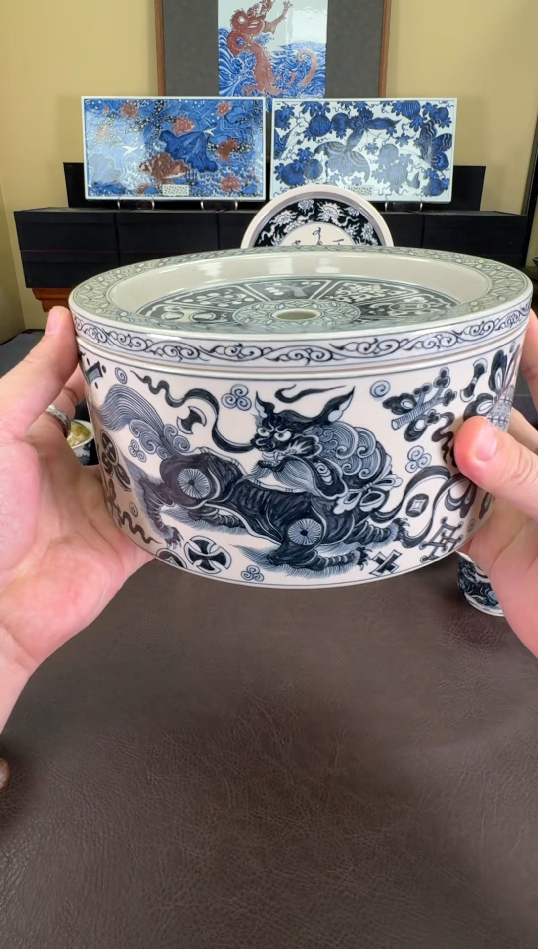 【闪购商品】瓷片二号釉杂宝狮子茶船