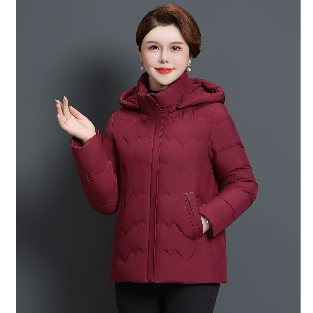 冬装短款常规妈妈装时尚风中老年装修身型桥圩羽绒服荷城羽绒8751