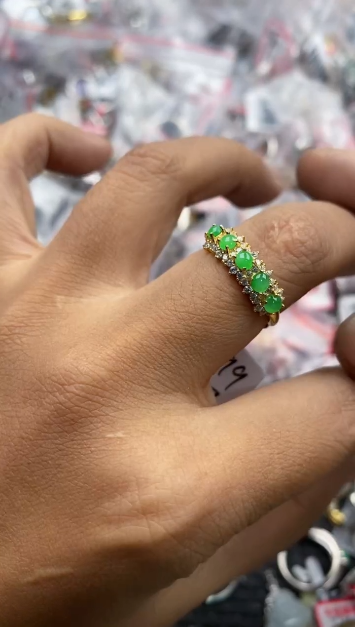 银S925镶嵌戒指翡翠181818----3