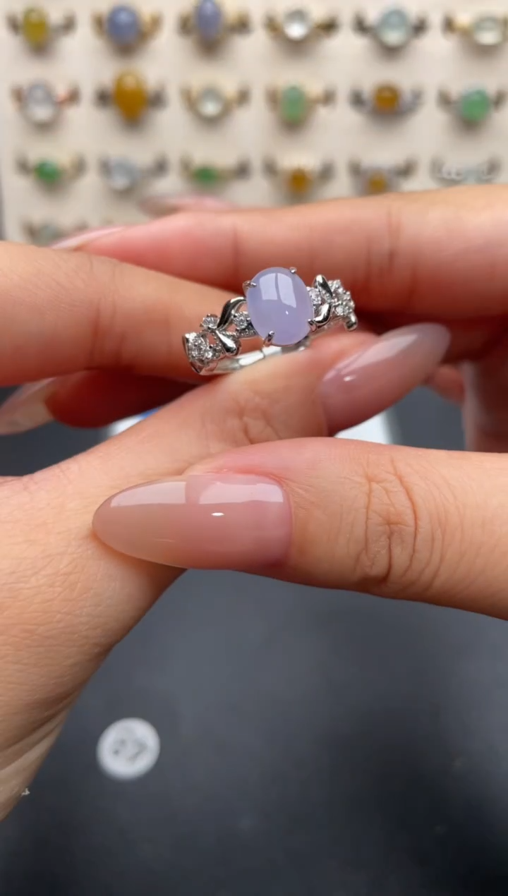 银S925镶嵌戒指翡翠一物一证一礼盒