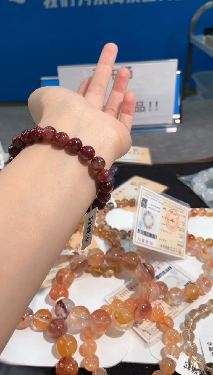 【闪购商品】水晶手链未镶嵌53号红胶花单圈8mm
