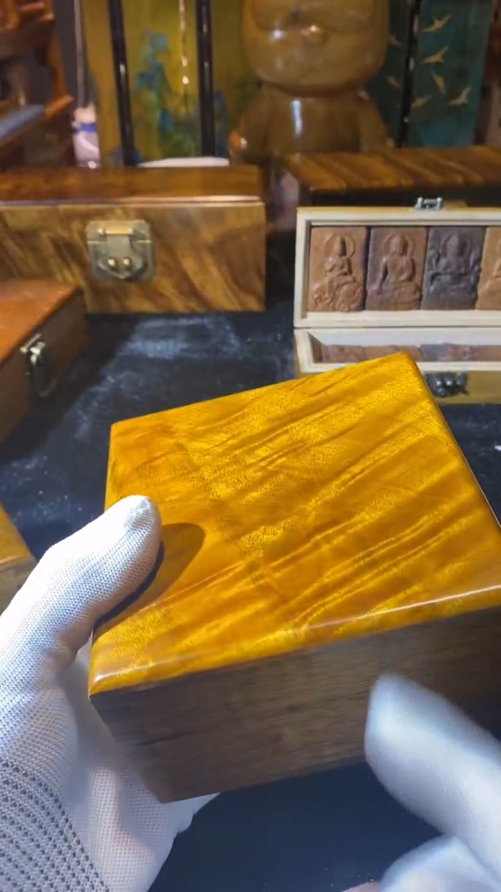 金丝楠139金丝楠木制品大方盒12*12*6