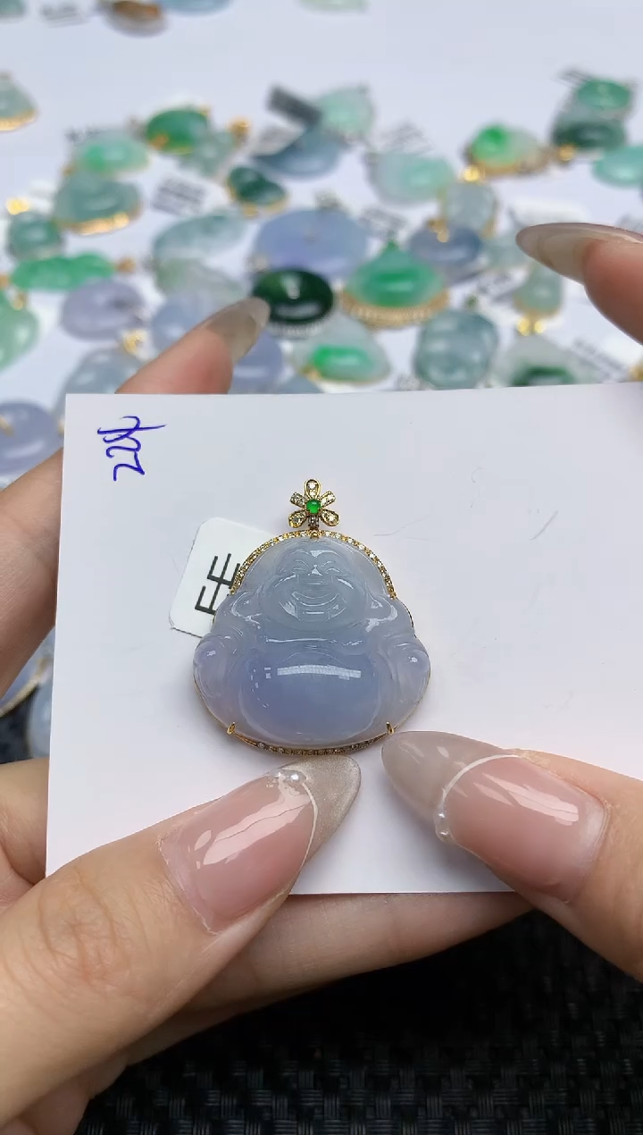 【闪购商品】翡翠颈饰18K金镶嵌天然翡翠A货