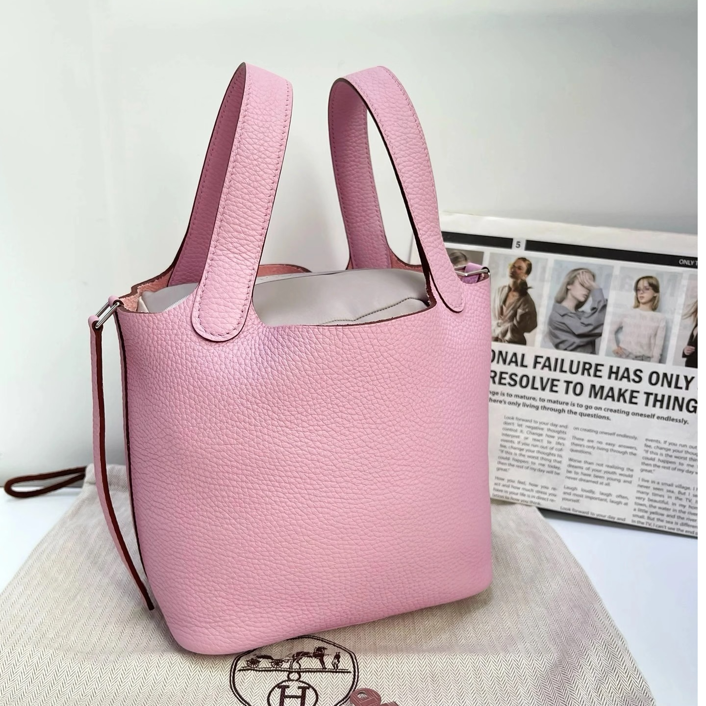 99新 Hermes/爱马仕 菜篮子18锦葵紫银扣Z手提包9421002