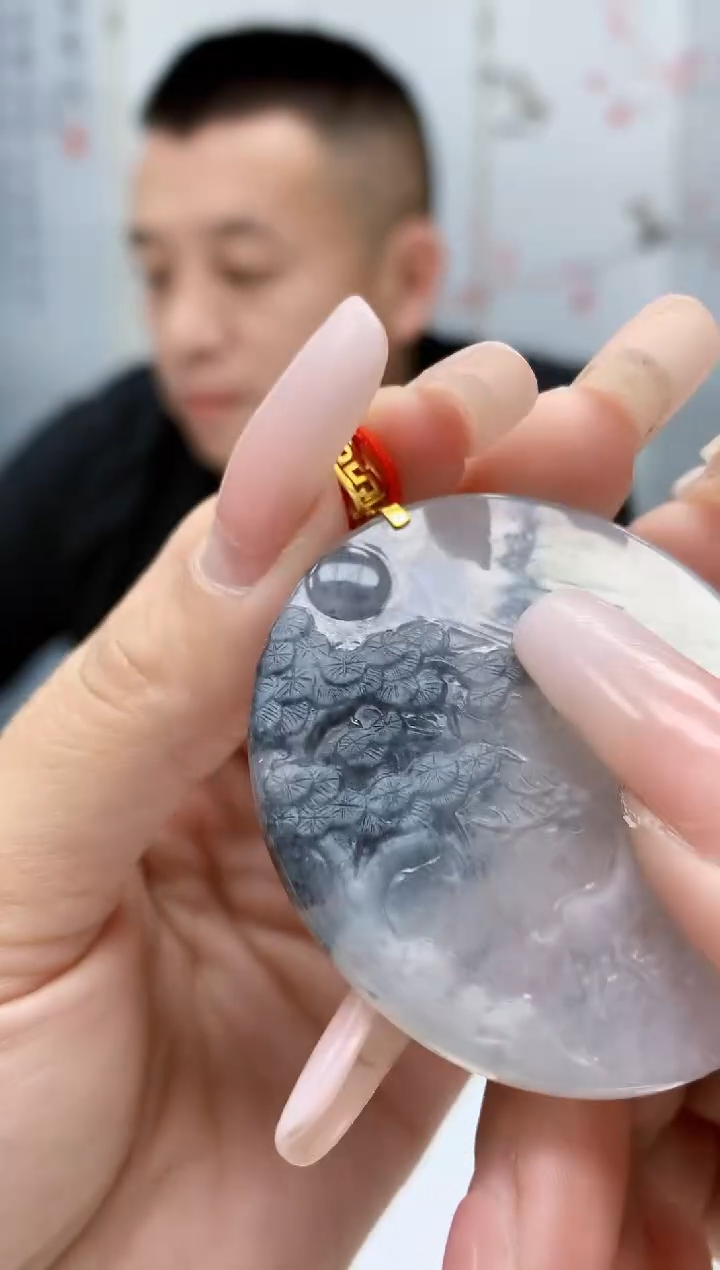 【闪购商品】定制翡翠18K金镶嵌4812lr-毛货挂件228