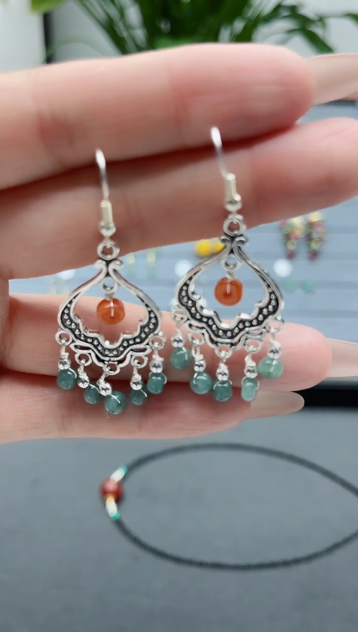 【闪购商品】翡翠耳饰银S925镶嵌8A00000