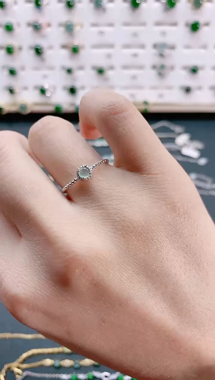 【闪购商品】翡翠戒指银S925镶嵌天然翡翠