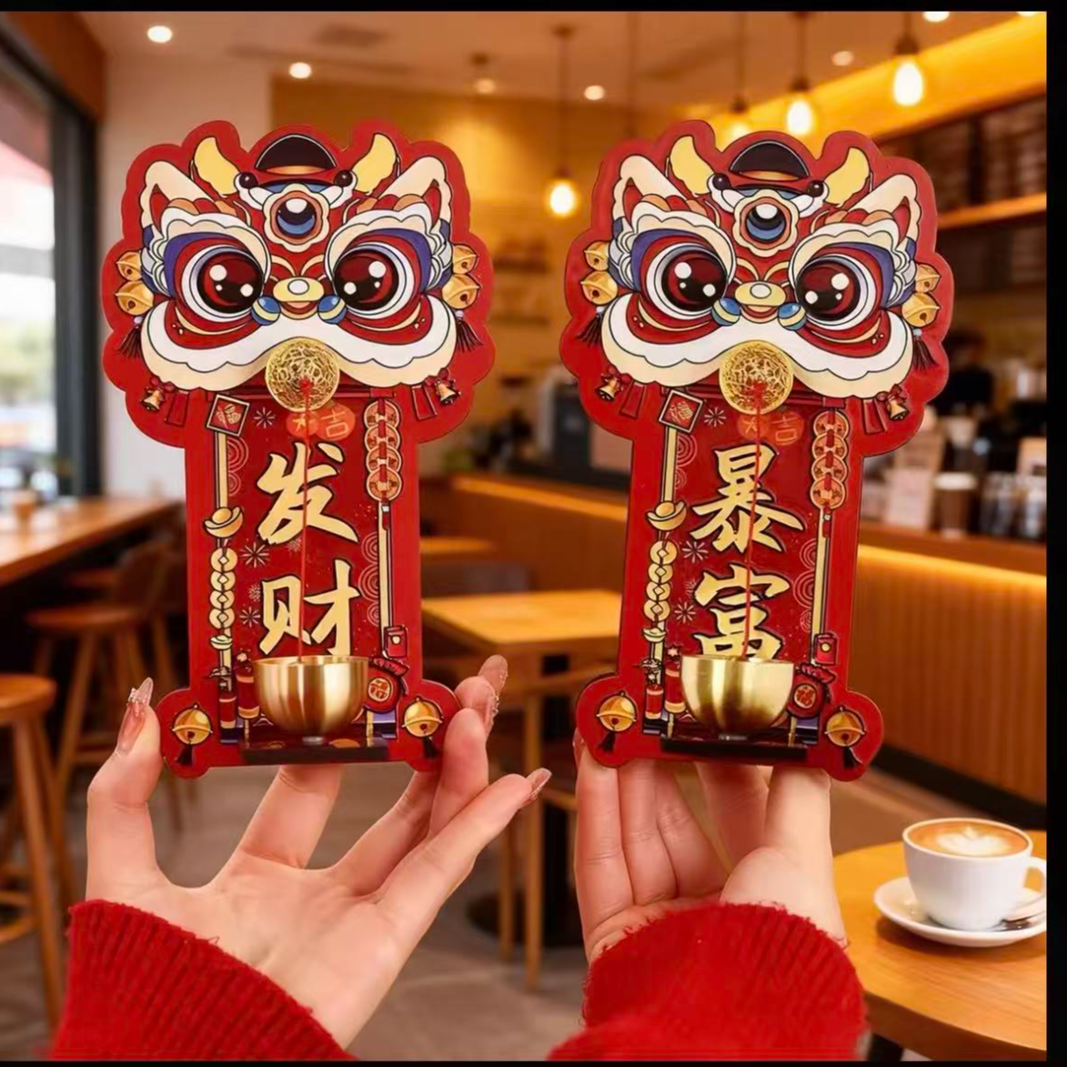 多巴胺风格瑞兽醒狮磁吸门铃入户玄关招财装饰提醒铃铛