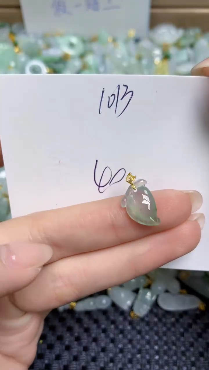 【闪购商品】翡翠颈饰18K金镶嵌天然缅甸A货翡翠