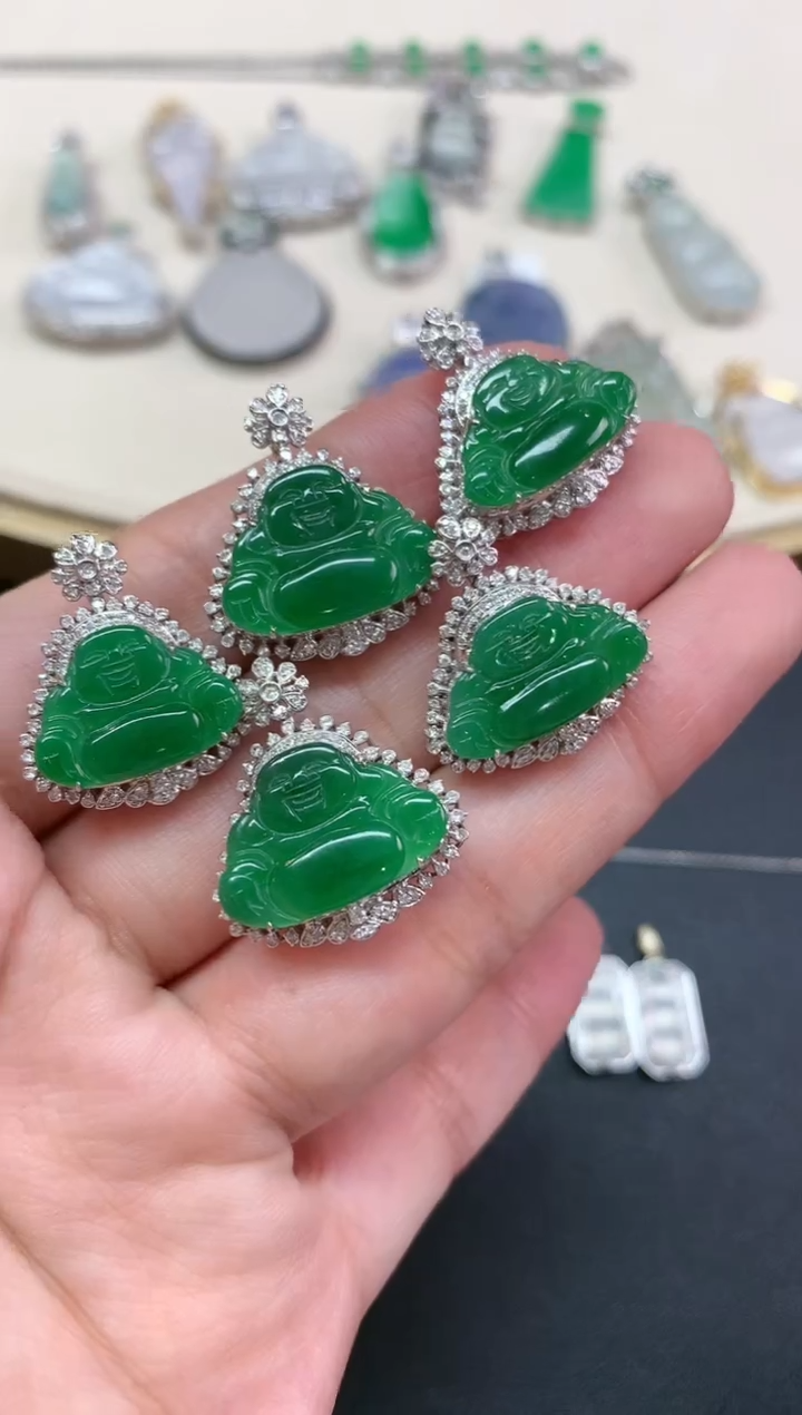 【闪购商品】翡翠吊坠(不含链)18K金镶嵌W178|4980|多样性发其一