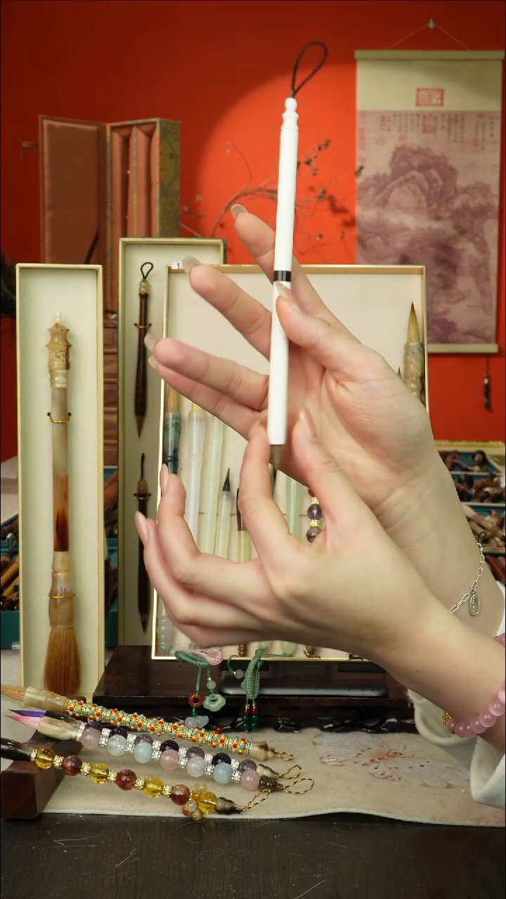 2号闪孤品高货毛笔链接 清水试笔 蘸墨不退