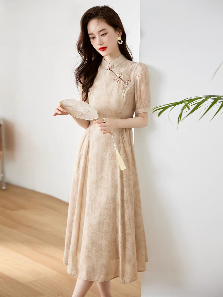 【婷哥专属】D070复古新中式连衣裙2025夏季新款气质显瘦国风女长裙