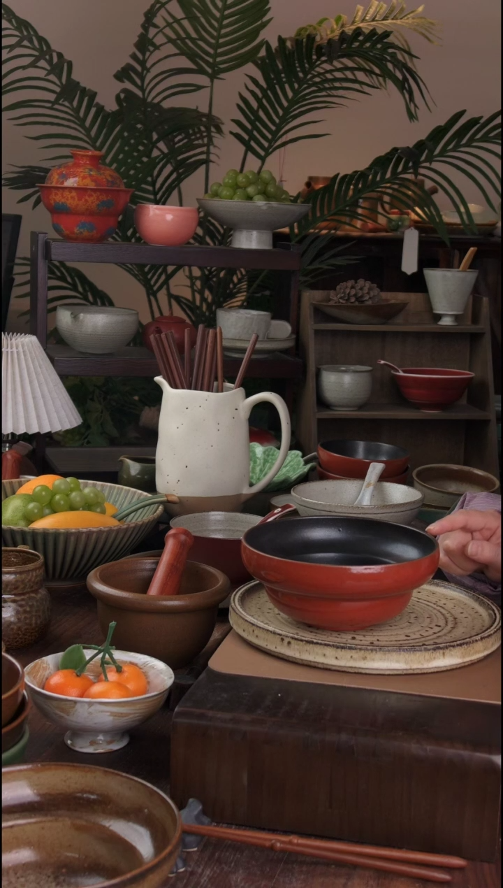 碗景德镇手工高温餐具复古红面碗