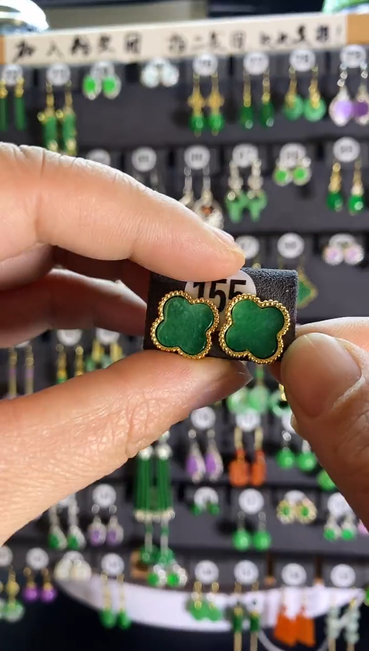 【闪购商品】翡翠耳饰银S925镶嵌155....