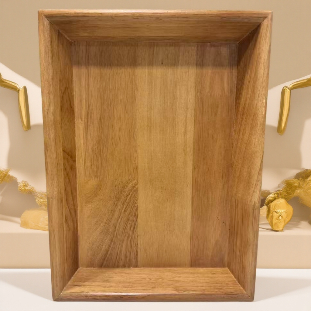 蒙风北欧轻奢抛光长方形纯色盘盘子方形干泡台茶杯竹制家用