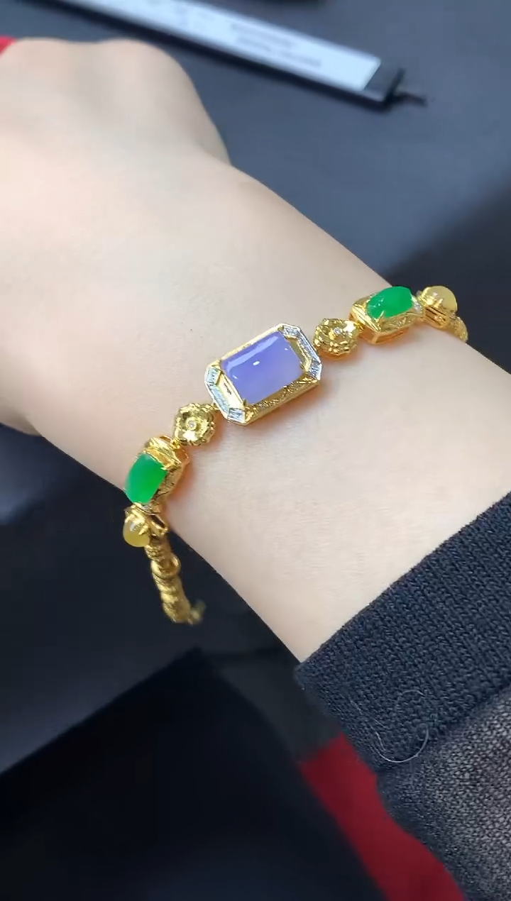 18K金镶嵌手链翡翠822-中国好珍宝