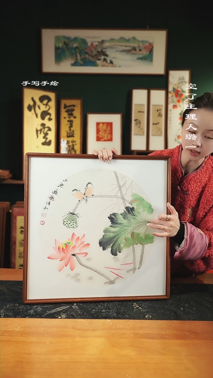 【闪购商品】绘画傳利-荷花52*52手绘同款