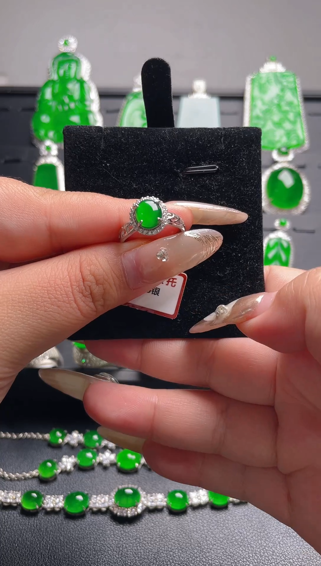 【闪购商品】翡翠戒指银S925镶嵌天然A货翡翠11