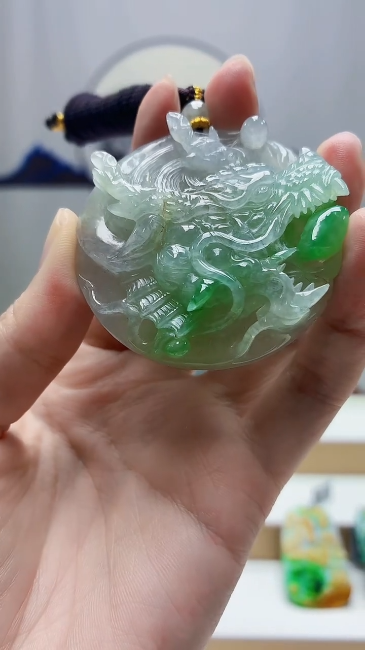 未镶嵌定制翡翠5145zm-毛货挂件117龙牌