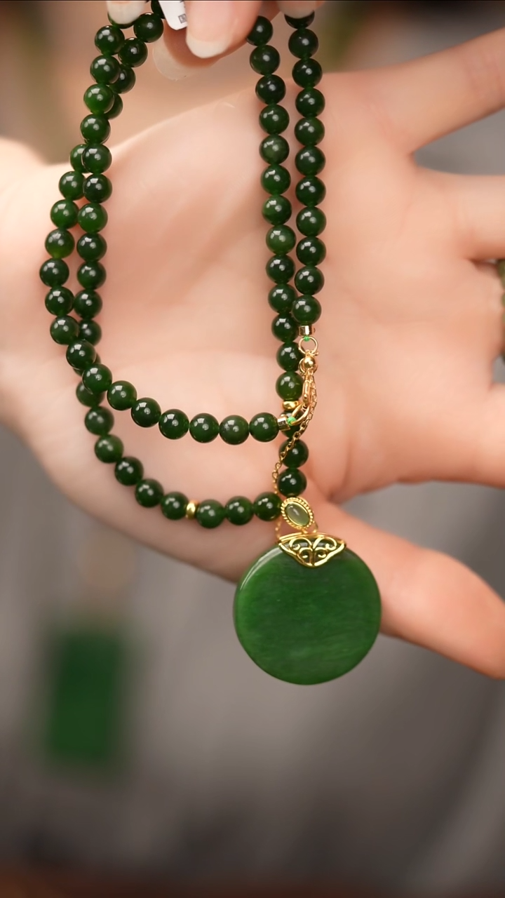 【闪购商品】和田玉（碧玉）吊坠(赠链)银S925镶嵌和田玉碧玉吊坠