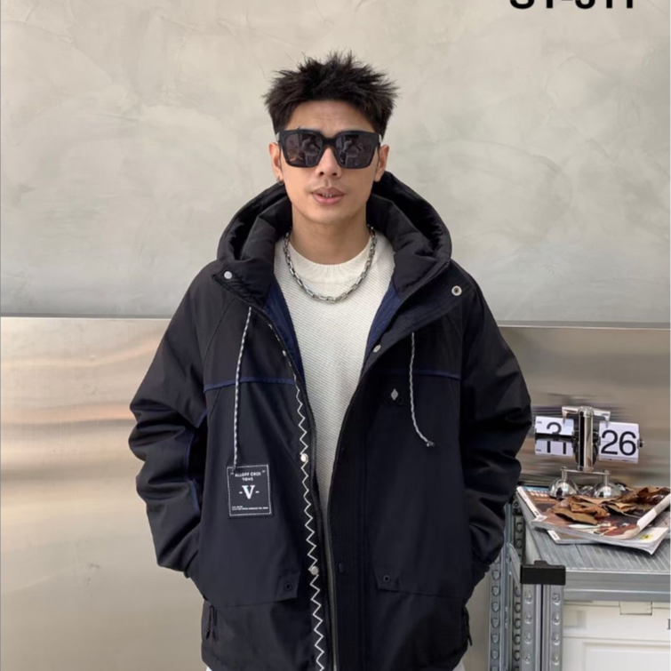 311货号#重工织带冲锋版心电图款嘎嘎服百搭冬季夹克外套