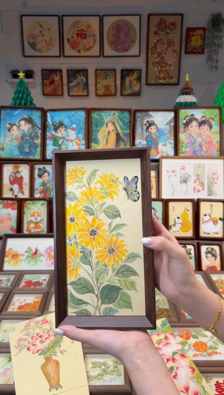 国画向日葵蝴蝶 手绘国画27