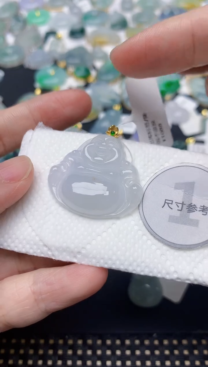 颈饰18K金镶嵌翡翠天然缅甸A货翡翠