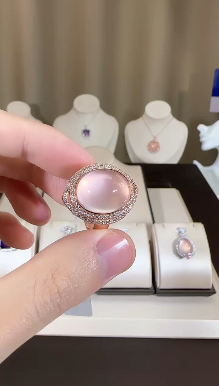 【闪购商品】芙蓉石戒指银S925镶嵌16*12mm