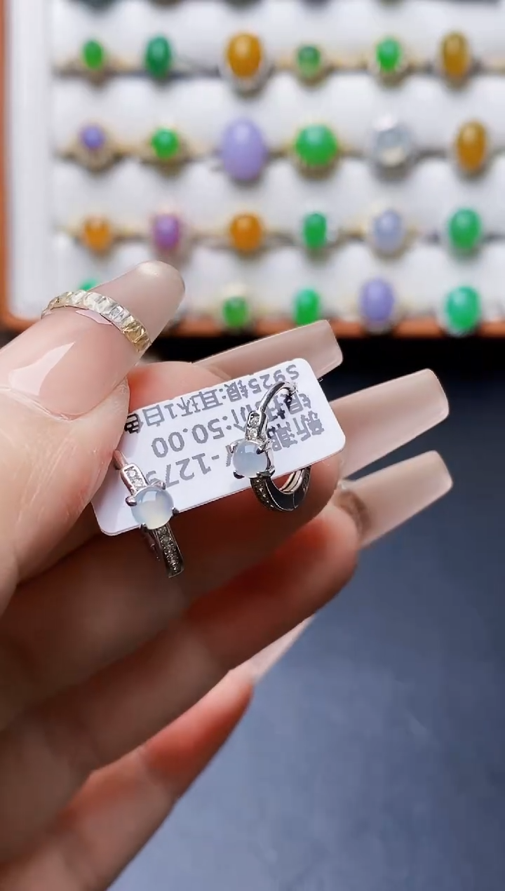 银S925镶嵌戒指翡翠0273