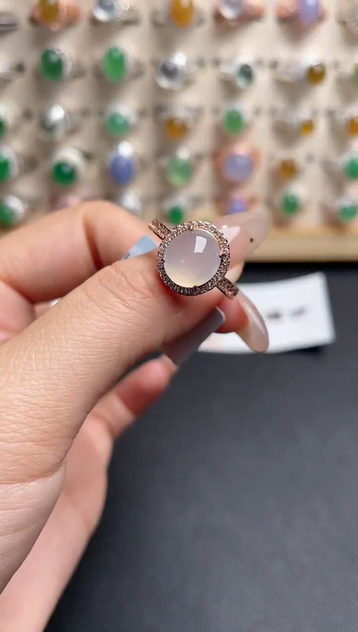 【闪购商品】翡翠戒指银S925镶嵌一物一证一礼盒