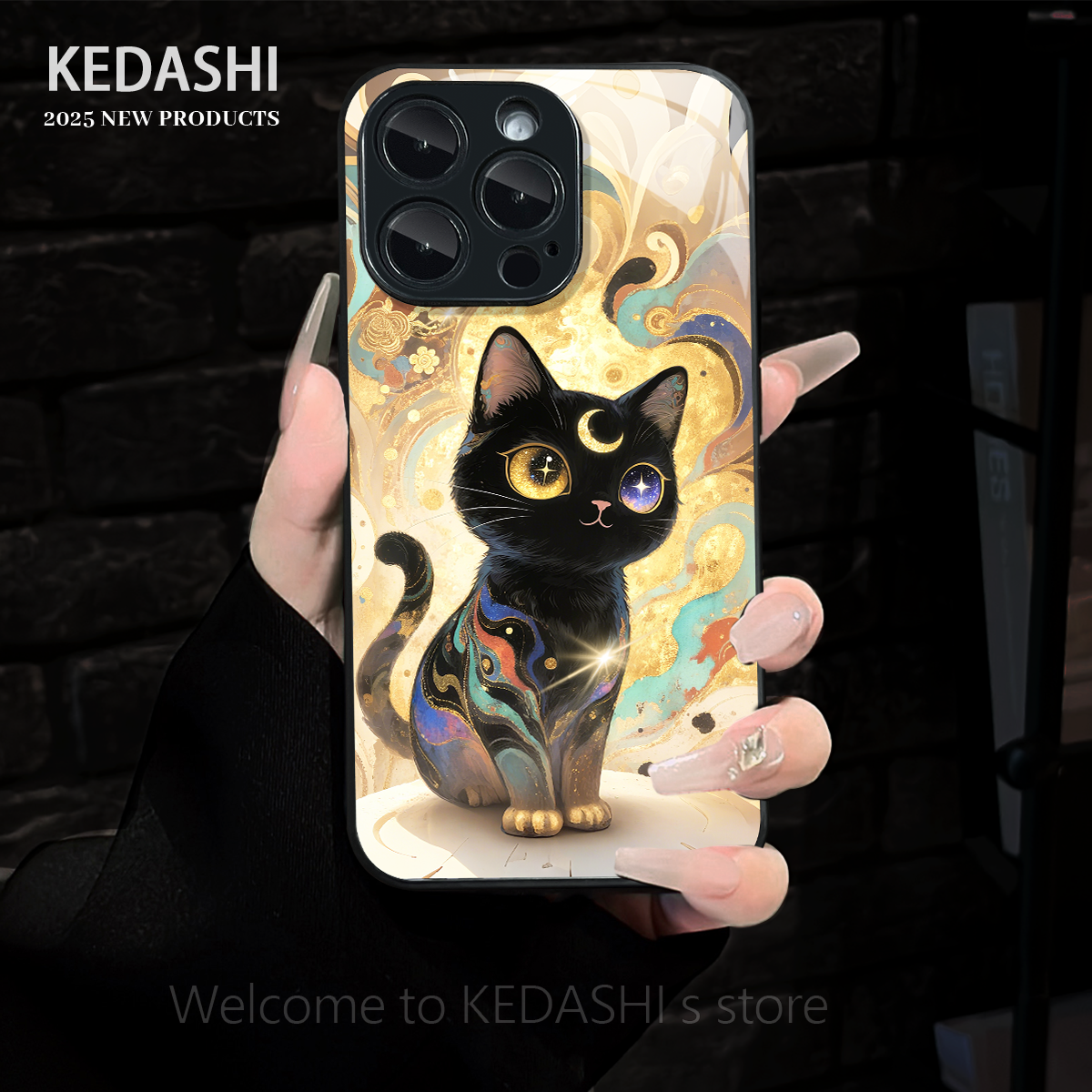 小招财猫玻璃壳适用苹果17promax华为vivo/oppo手链手机壳女